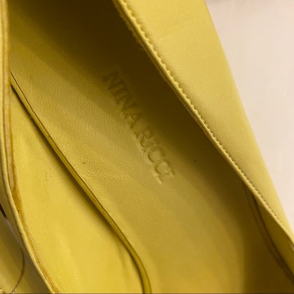 Nina Ricci designer chartreuse leather platform open toe heels made in Italy 39 - Picture 13 of 16